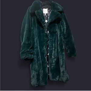 Avec Les Filles Deep Green Faux Fur Coat